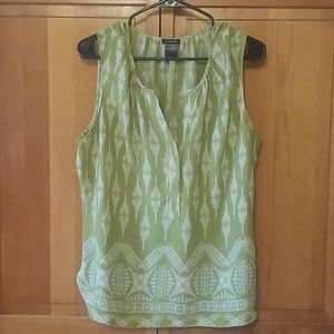 Ann Taylor green and white sleeveless top